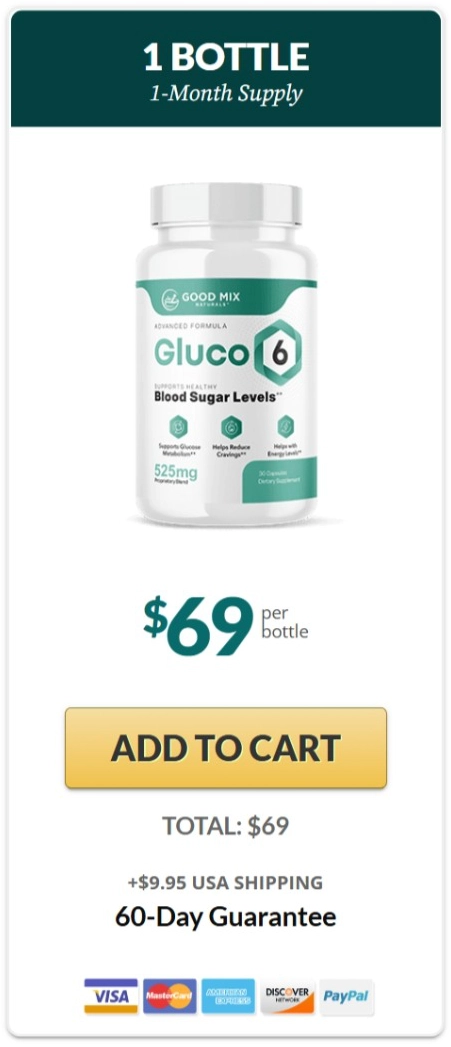 Gluco6® - $69 Per Bottle +$9.95 USA Shipping